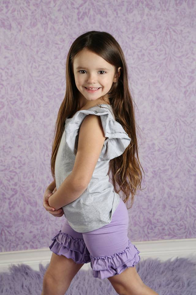 Ruffle Shortie - Purple - Pearls and Piggytails