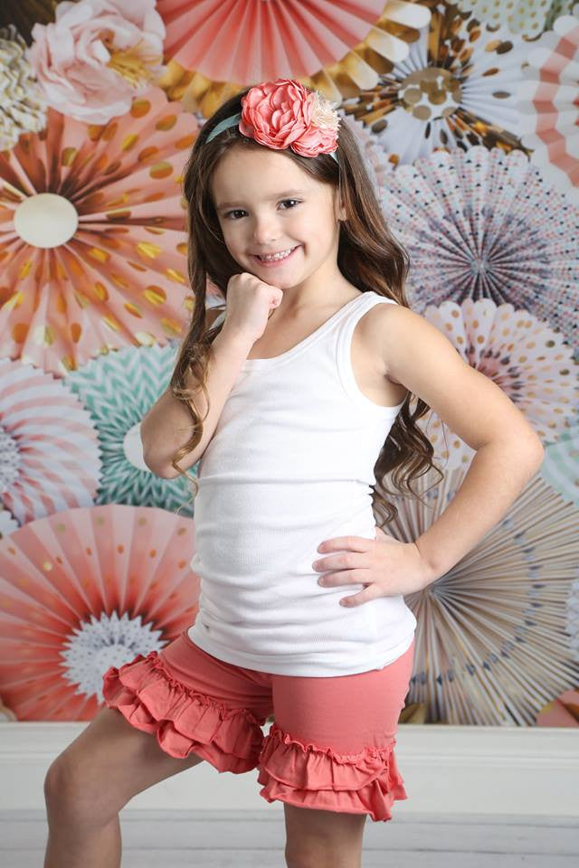 Ruffle Shortie - Salmon - Pearls and Piggytails