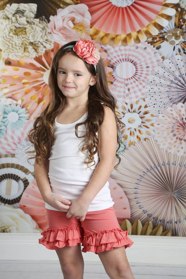 Ruffle Shortie - Salmon - Pearls and Piggytails