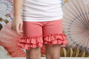 Ruffle Shortie - Salmon - Pearls and Piggytails