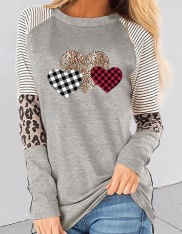 Striped Leopard Valentine&#39;s Day Heart Top