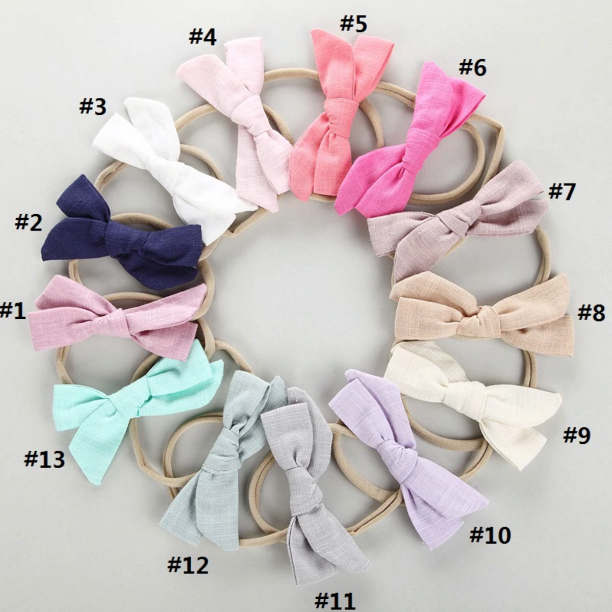 Linen Bow Headband - 13 Color Options