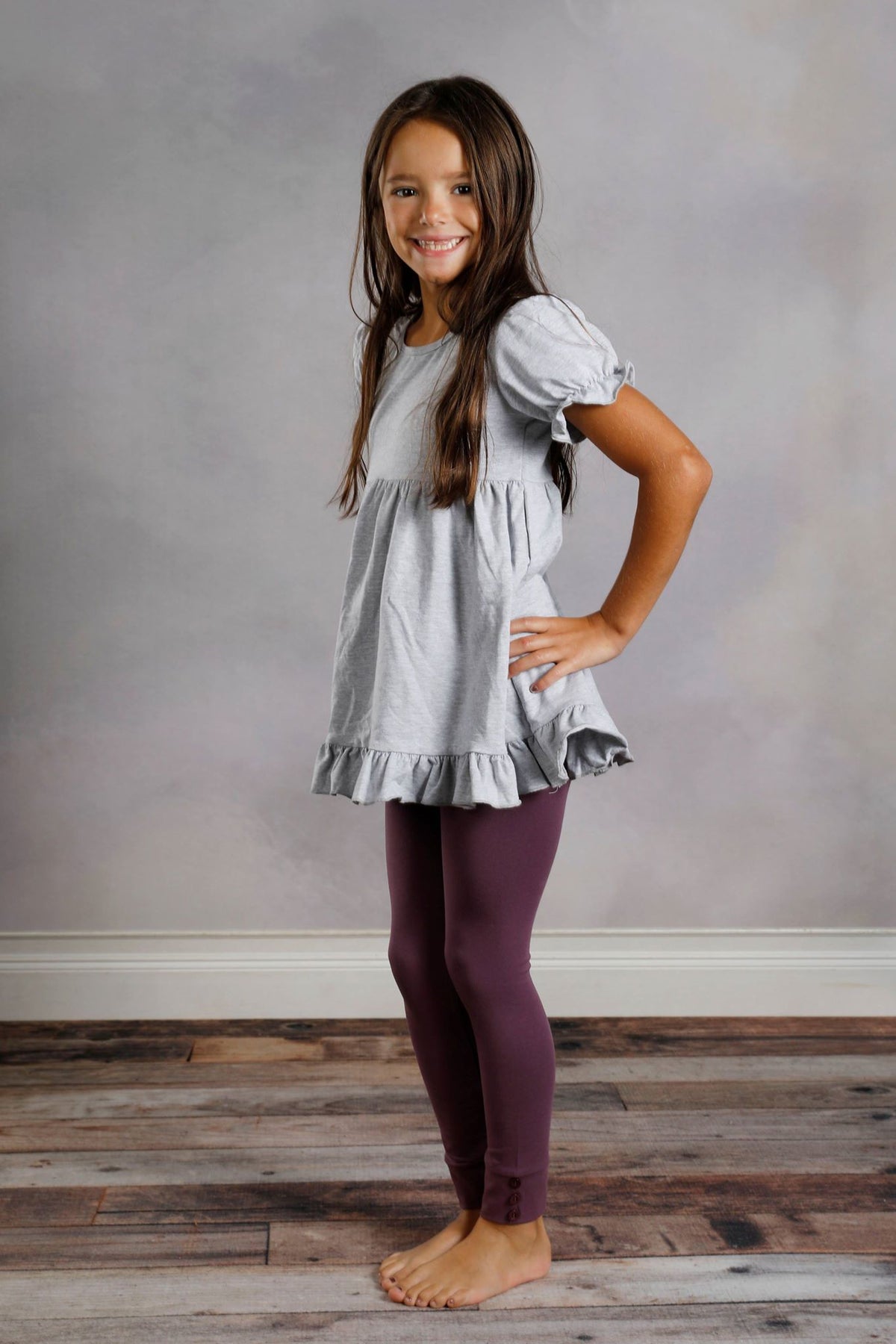 Sutton Button Leggings - Eggplant