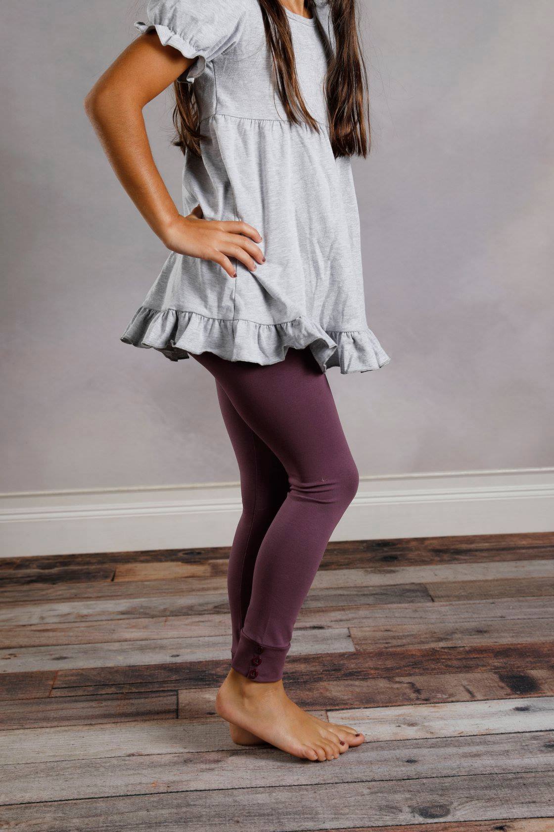 Sutton Button Leggings - Eggplant