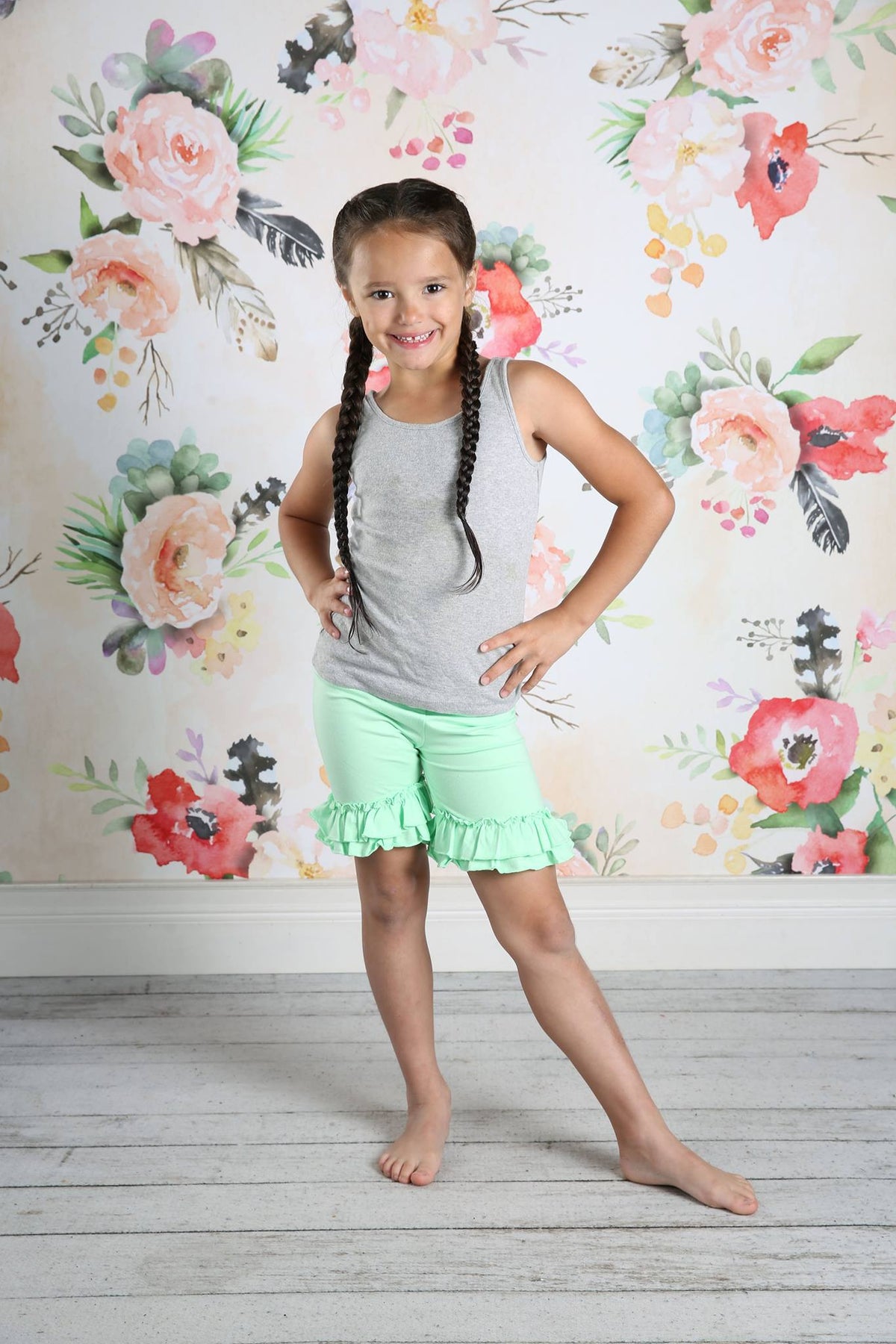 Ruffle Shortie - Thin MInt - Pearls and Piggytails