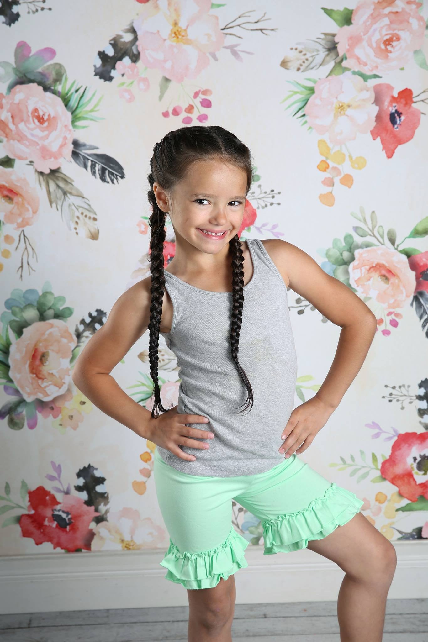 Ruffle Shortie - Thin MInt - Pearls and Piggytails