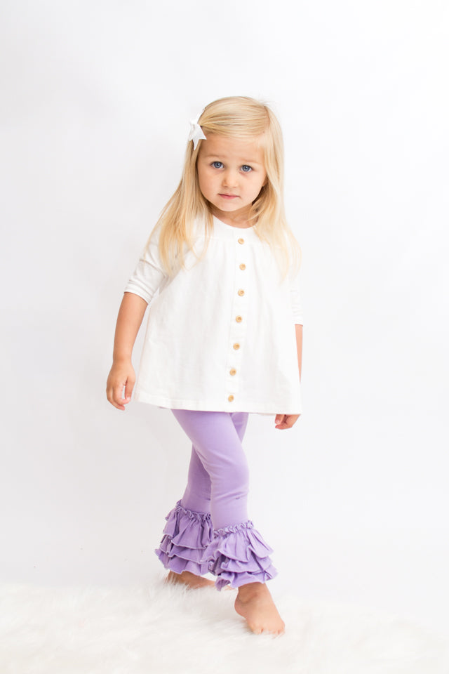 Bella Triple Ruffle Pants - Purple