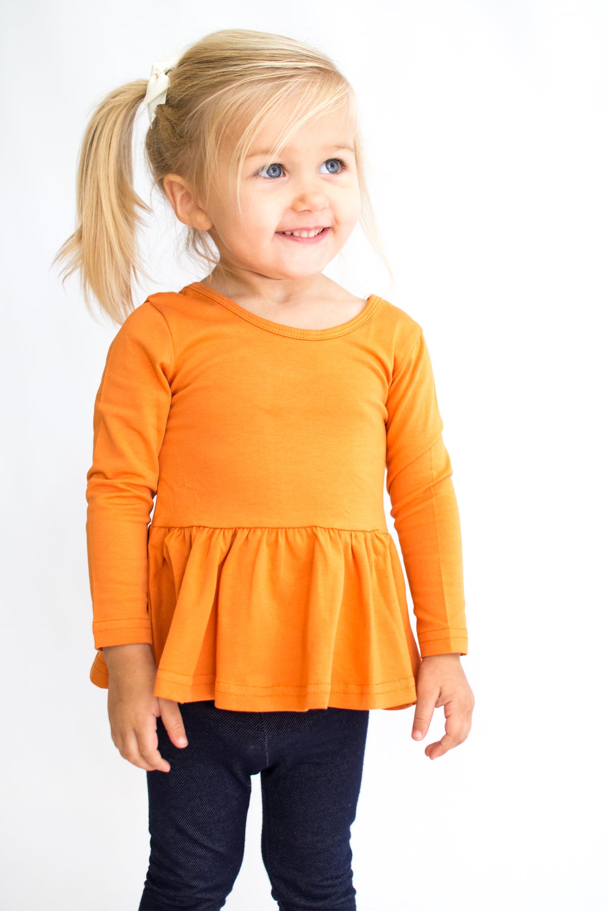 Peplum Long Sleeve - Pumpkin