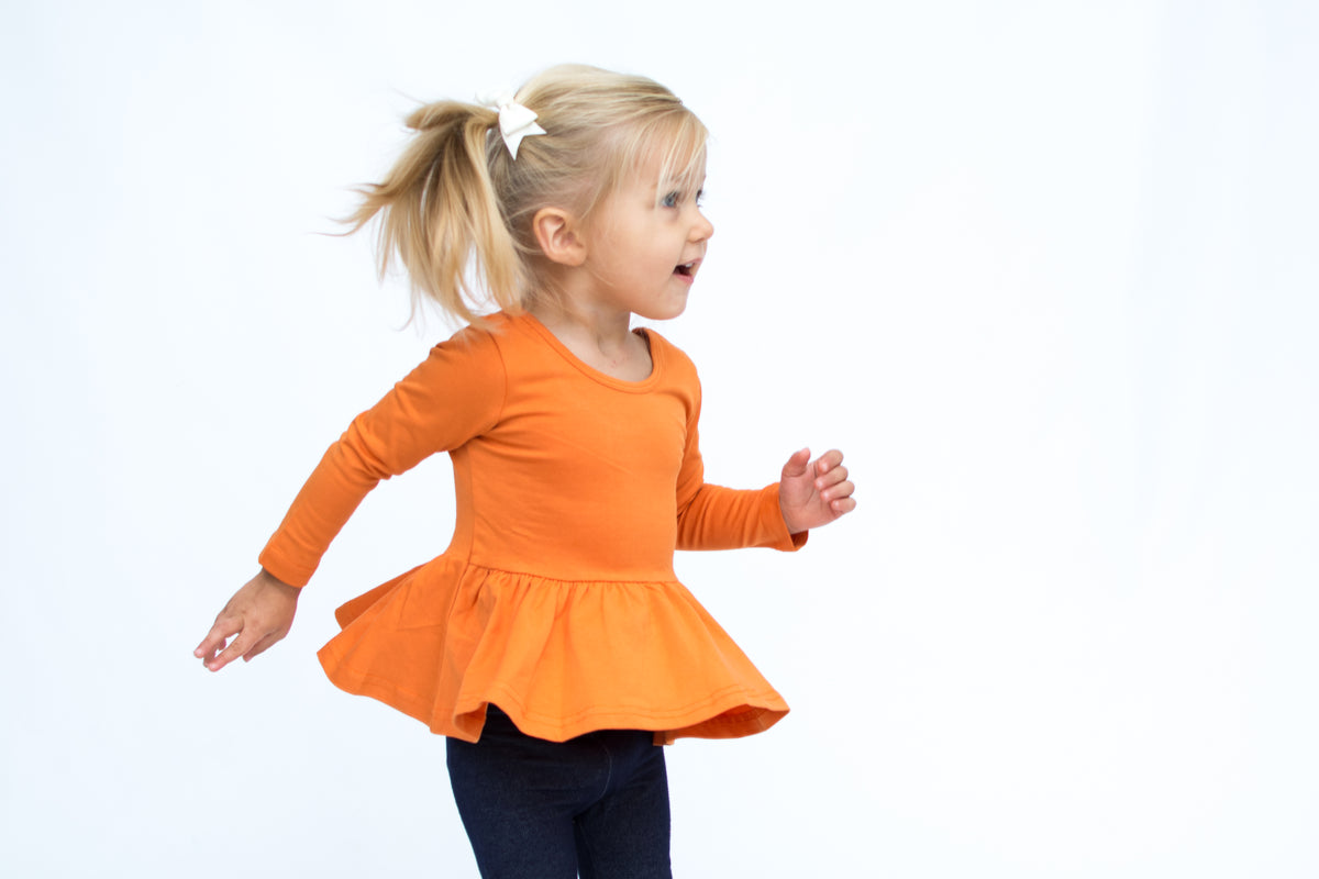Peplum Long Sleeve - Pumpkin