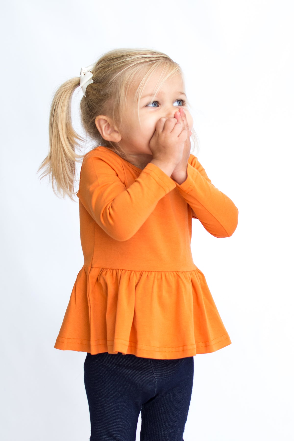 Peplum Long Sleeve - Pumpkin