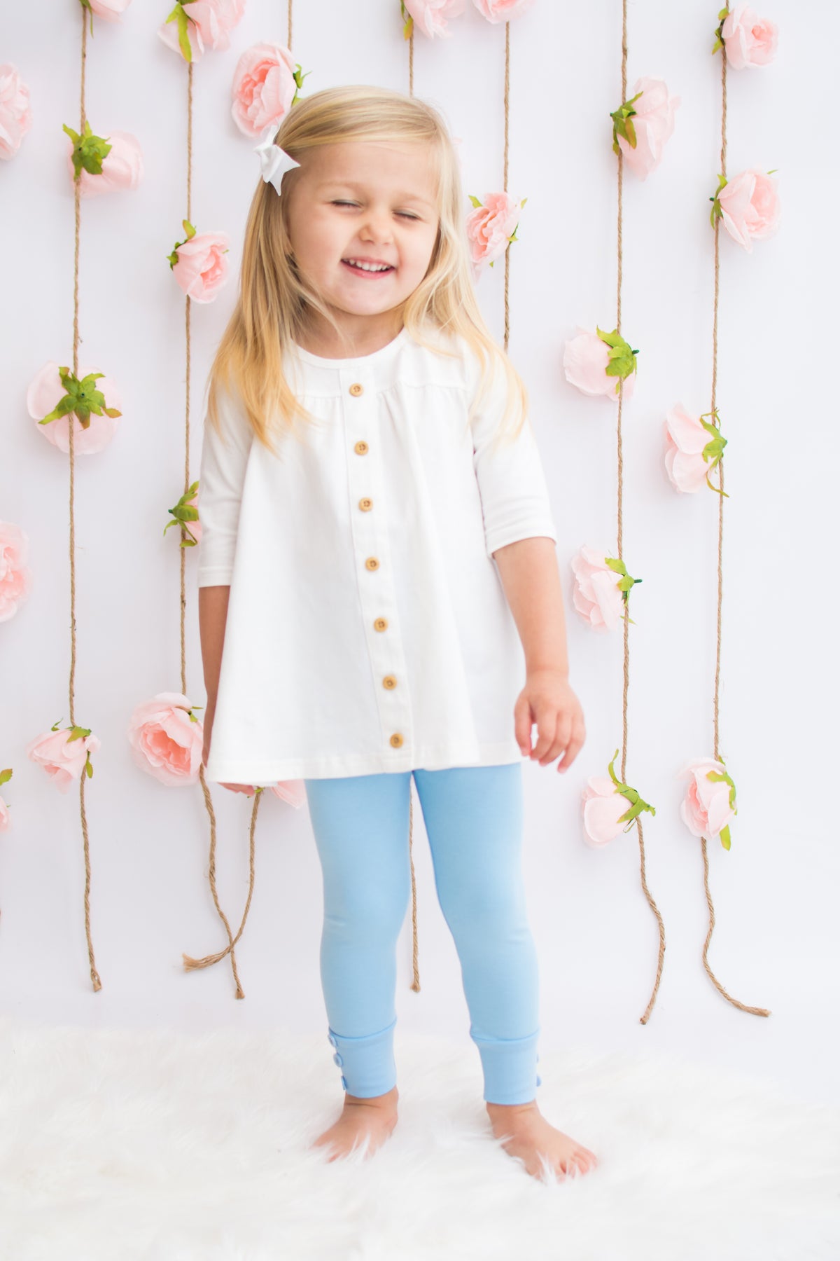 Sutton Button Leggings - Light Blue