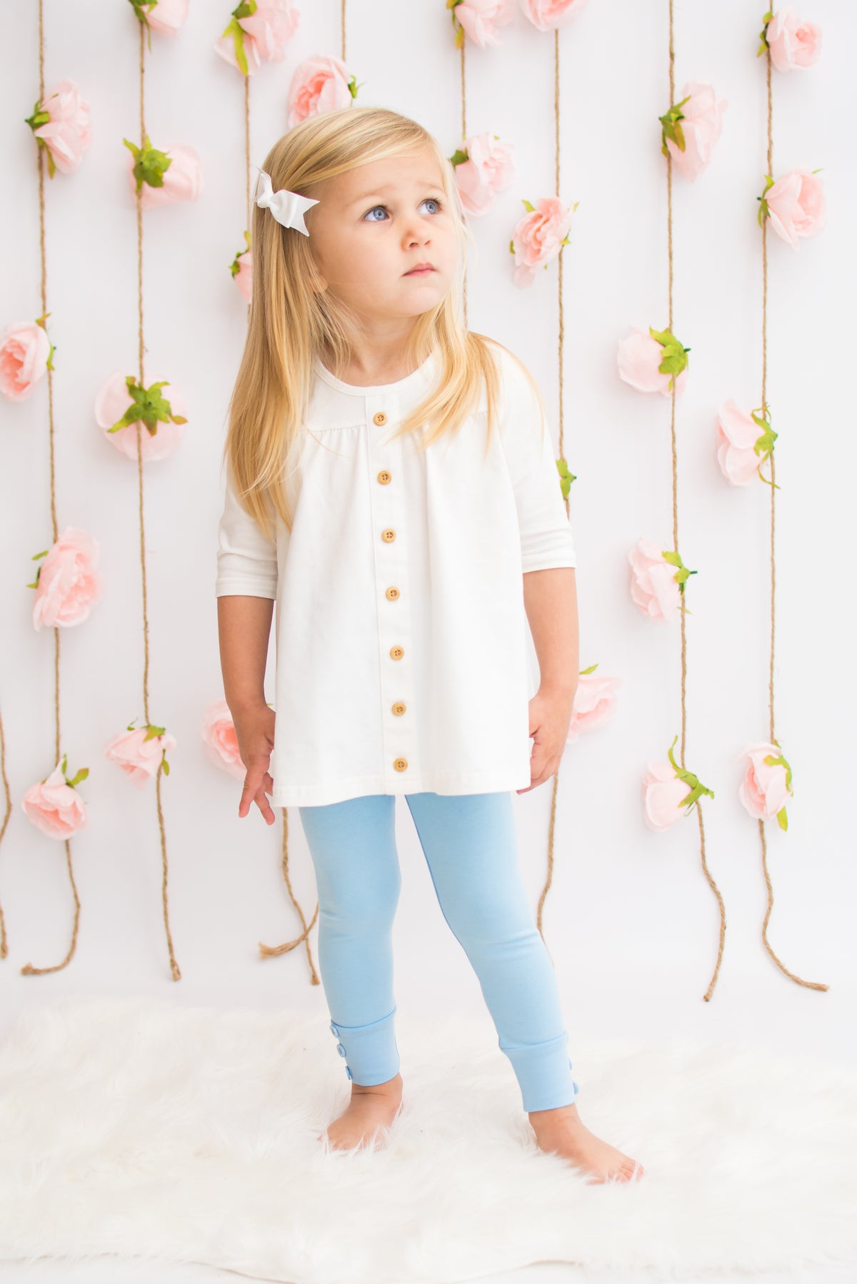 Sutton Button Leggings - Light Blue