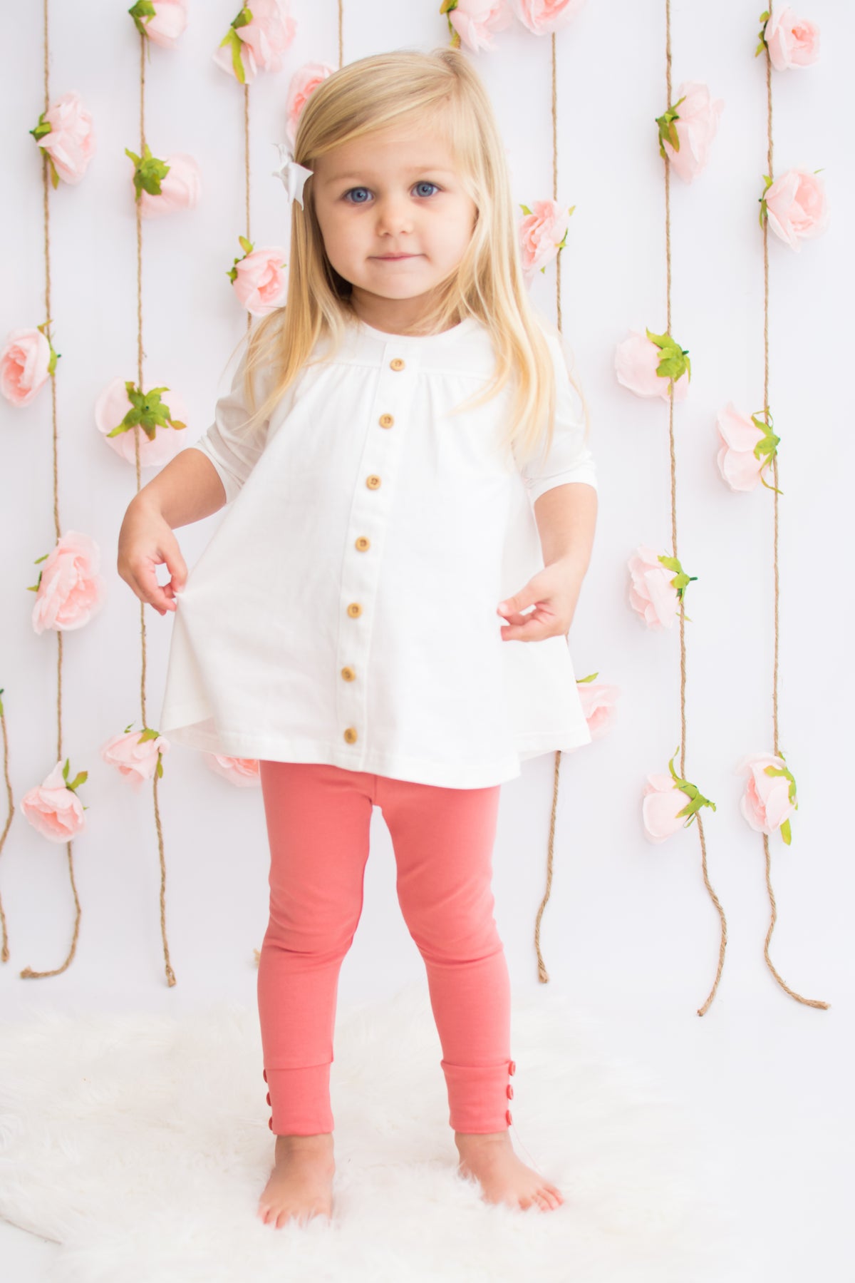 Sutton Button Leggings - Salmon